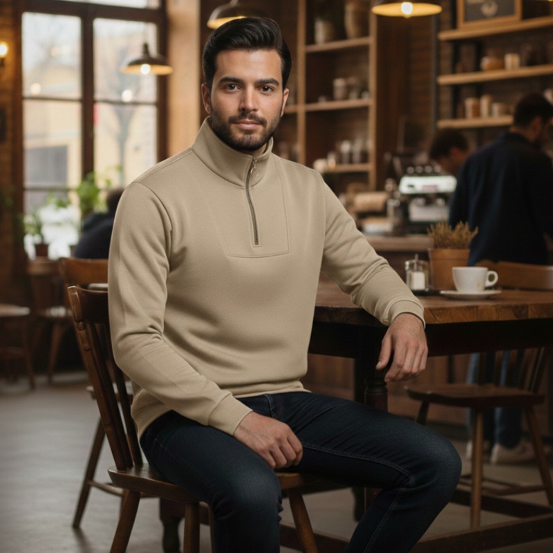 دورس مردانه نیم زیپ مدل Behbod-کرم